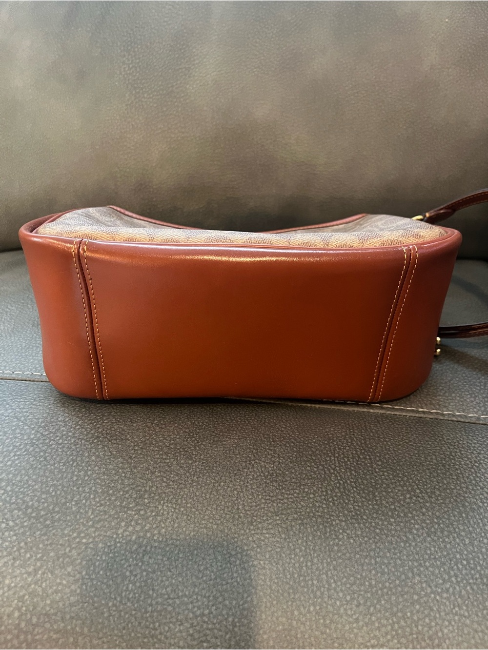 Coach Brown Signature Canvas Shoulder Bag with Saddle Trim - Picture 6 of 8